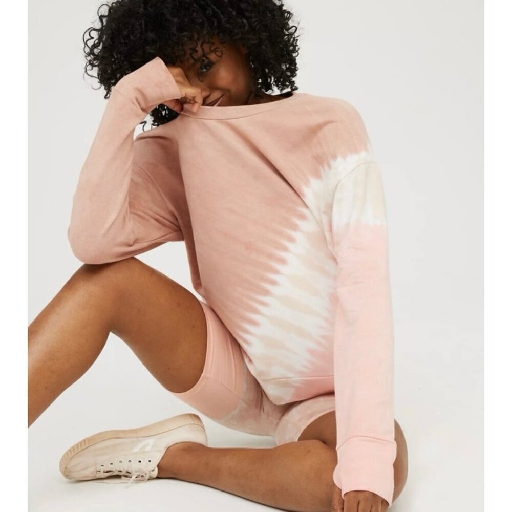 OFFLINE by Aerie Tie Dye Crewneck Sweatshirt Pink Beige Size Small